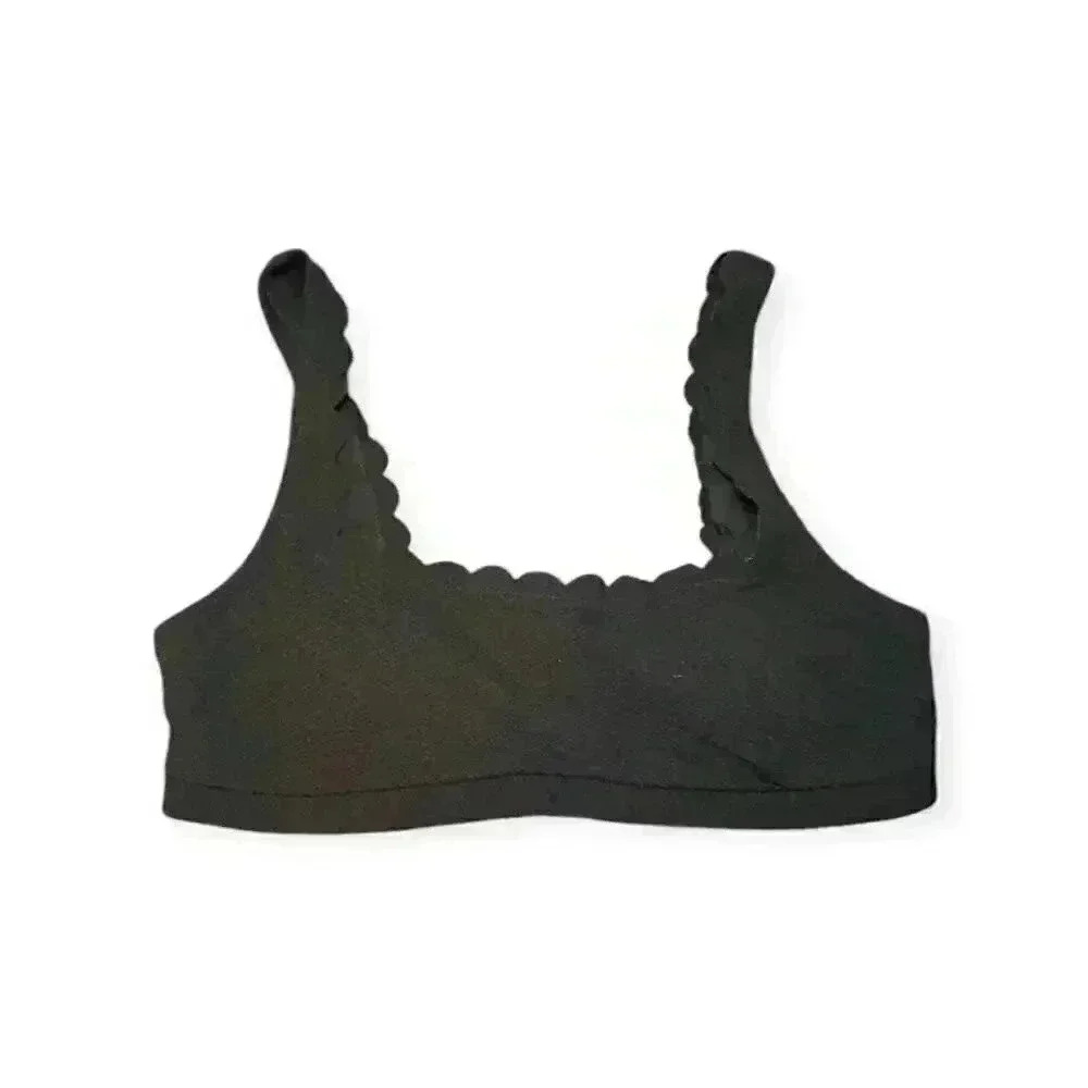Jessica Simpson Black Scalloped Textured Nylon Bikini Top Size L Comfortable